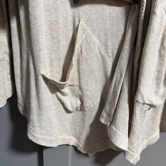 Chico's Zenergy Long Sleeve Open Front Hooded Waffle Knit Cardigan Off White Med - Picture 2 of 7